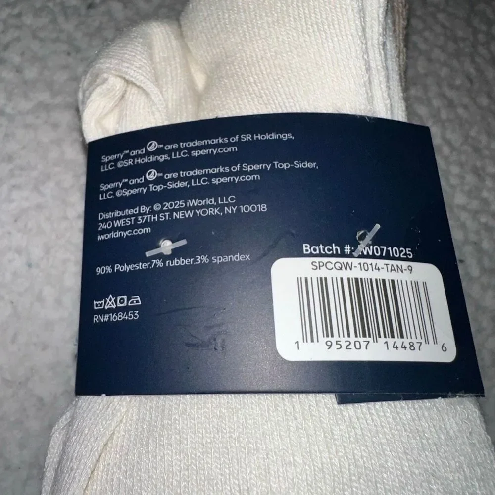 Sperry Women’s Cushion Crew Socks Pack of 4 Pairs Tan Cream White NWT